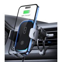 Niweya Wireless Car Charger Mount Auto-Clamping, Dual-Coil & Max 15W Fast Charging Wireless Charger for Car Air Vent Compatible with iPhone 15/14/13/12/11 Pro Max, Samsung Galaxy ZFlip5/4/3/S23/S22